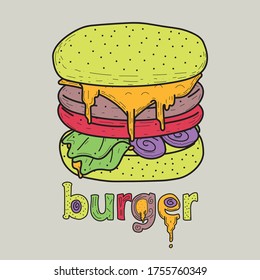 a hamburger that is placed on the table