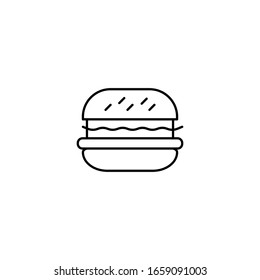 Icono de línea delgada Hamburger aislado en fondo blanco, icono de contorno Vector EPS