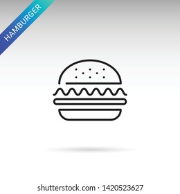 Hamburger thin line isolated flat vector icon - Vector