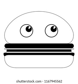 Hamburger thinking emote. Fast food. Vector illustration design