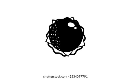 hamburger top view, Black Isolated Silhouette