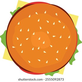 Hamburger top view, Top view burger. 