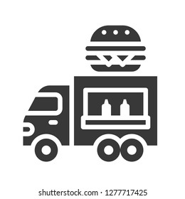 Hamburger truck vector, Food truck solid design icon