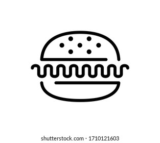 
hamburger with two pieces thin line icon vector isolated on white background