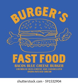 Hamburger typography, tee shirt graphics, vectors, food