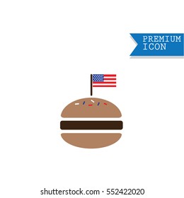 hamburger with usa flag as american food symbol. Vector illustration