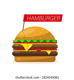 Hamburger Vctor Illustration Isolated on White Background