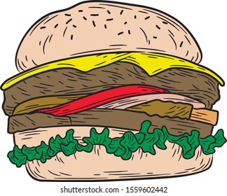 hamburger vector art colorful illustration
