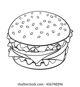 Cartoon Vector Outline Illustration Hamburger Stock Vector (Royalty ...