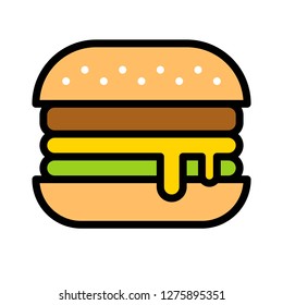 Hamburger vector, Barbecue related filled design editable stroke icon