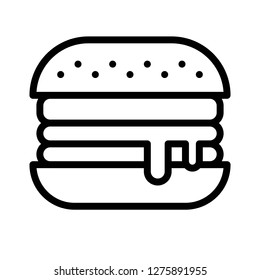 Hamburger vector, Barbecue related line design editable stroke icon