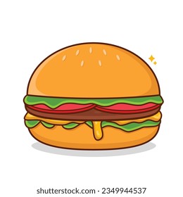 Hamburger Vektor. Hamburger Cartoon. Burger. Käseburger  