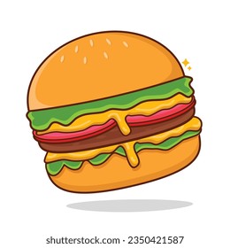 Hamburger vector. Hamburger cartoon. Burger. Cheese burger  