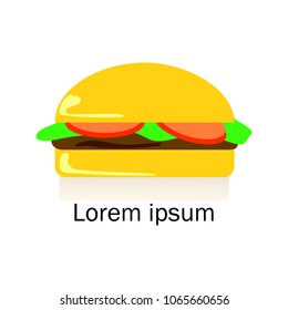 Hamburger vector concept. Design element for restaurant menu illustration or for logotype. Flat design of food. Diet and unhealthy eating habits illustration.