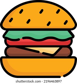 concepto de vector hamburguesa sobre fondo blanco. icono de ilustración aislada