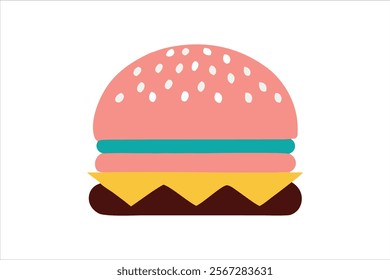 hamburger vector, fast food cheeseburger vector art illustration