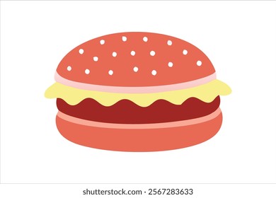 hamburger vector, fast food cheeseburger vector art illustration