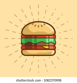 Hamburger vector from a fast food with meat, cheese, and salads