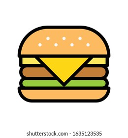 Hamburger vector, fast food related flat style icon