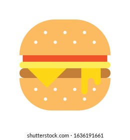 Hamburger vector, fast food related flat style icon