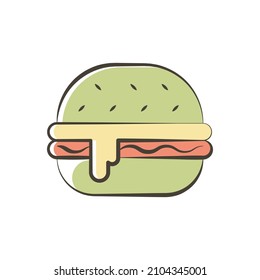 Hamburger vector Filled Outline Icon Design illustration. Food and Drink Symbol on White background EPS 10 File