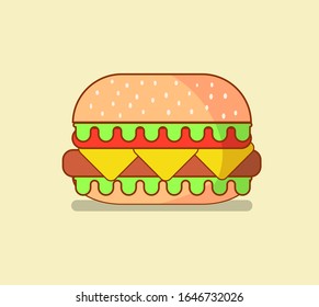 Hamburger Vector with flat style,fit for food promotion or other
