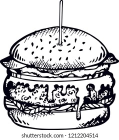 Mano vectorial de Hamburgo dibujada