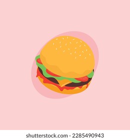 Hamburger vector icon. Delicious looking fast food