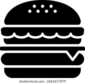 Hamburger Vector Icon, Fast Food Symbol