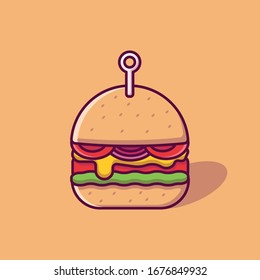 hamburger Vector Icon Illustration. Fast Food Collection. food Cartoon Style Suitable for Web Landing Page, Banner, Sticker, Background.