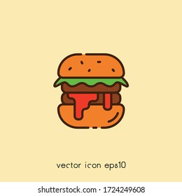 Ilustración del icono vector Hamburger. Ui/Ux.  Calidad premium.
