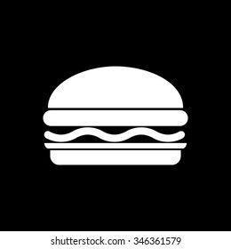 hamburger vector icon isolated on black