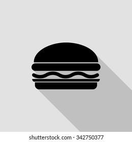 hamburger vector icon with long shadow