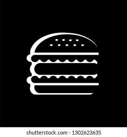 hamburger vector icon on black background