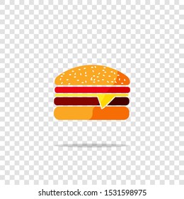 Hamburger vector icon on transparent background.