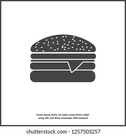 Hamburger  vector icon on white isolated background.  Layers grouped for easy editing illustration. For your design.