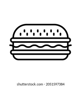 Hamburger vector icon on white background. Fast food icon