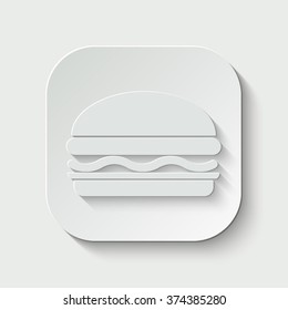 hamburger vector icon - paper illustration