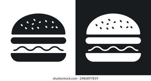 Hamburger vector icon set in solid black and white color