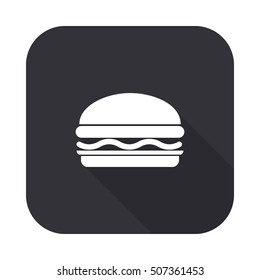 Hamburger vector icon - squared button  with long shadow
