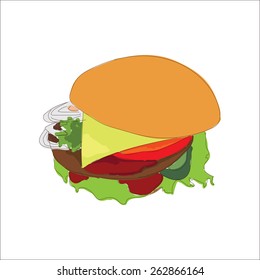 Hamburger. Vector illustration 