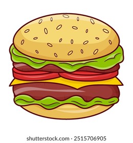 Hamburger Vector Illustration or Burger Icon