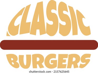 Hamburger vector illustration. Fast food logo. Menu concept.