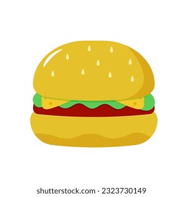 Hamburger. Vector illustration in flat style. Isolated on white background.