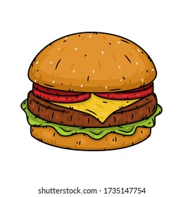 Hamburger. Vector illustration isolated on a white background.