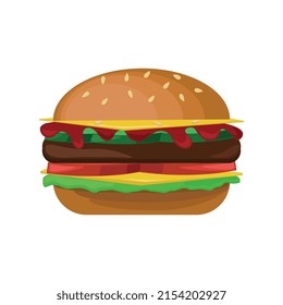 Ilustración vectorial de Hamburger aislada en fondo blanco	