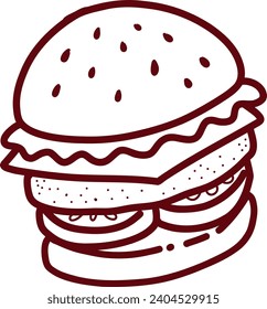 hamburger vector illustration isolated outline