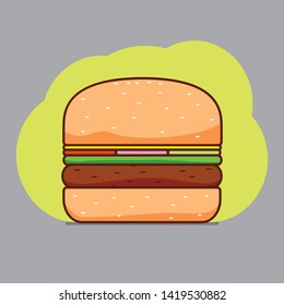 Hamburger Vector illustration in Monoline Style