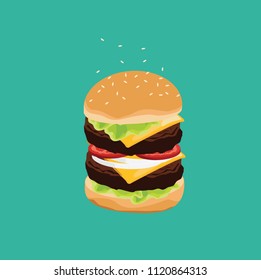 Hamburger Vector Illustration  On blue background