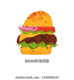 Hamburger. Vector illustration on white background.